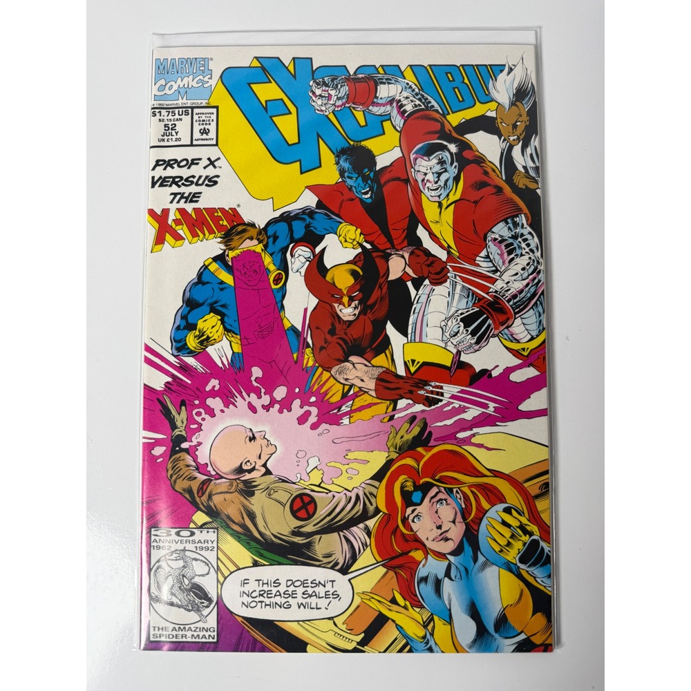 Excalibur 52 Marvel Comics 1992 Prof X vs X-Men Wolverine Alan Davis Cover Art
